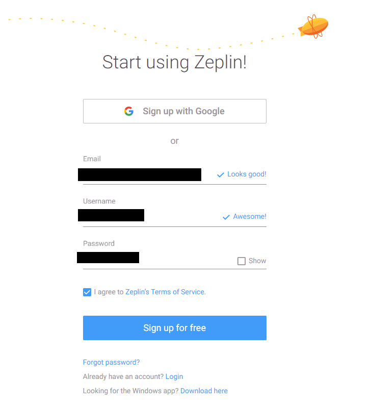 zeplin アカウント作成方法